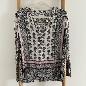 Loft Floral Womens Top Long Sleeve Tunic Shirt Blouse Multicolor Size Medium